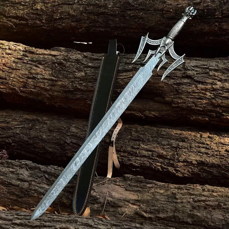 Custom Handmade Damascus Steel Blade Viking Barbarian Sword|Norse Battle Sword