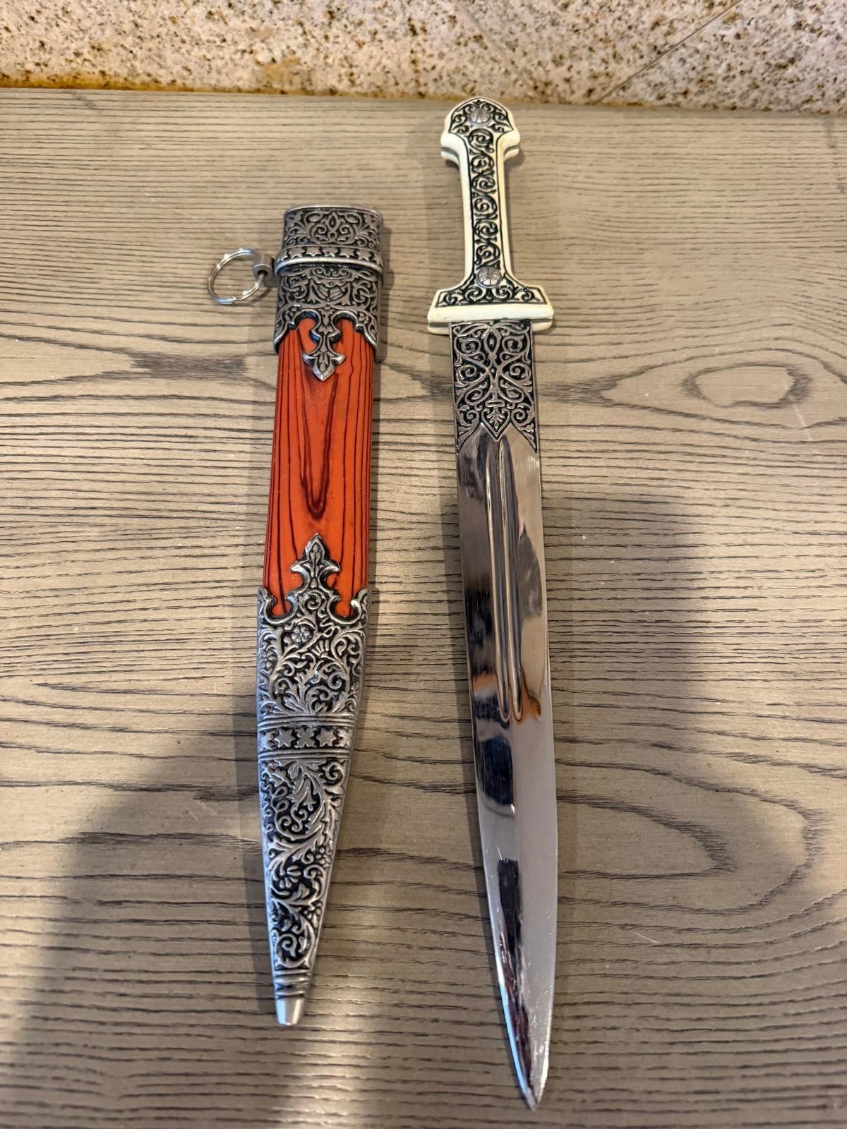 Vintage Decorative Caucasian Kindjal Dagger Ornate Scabbard Collectible 17″