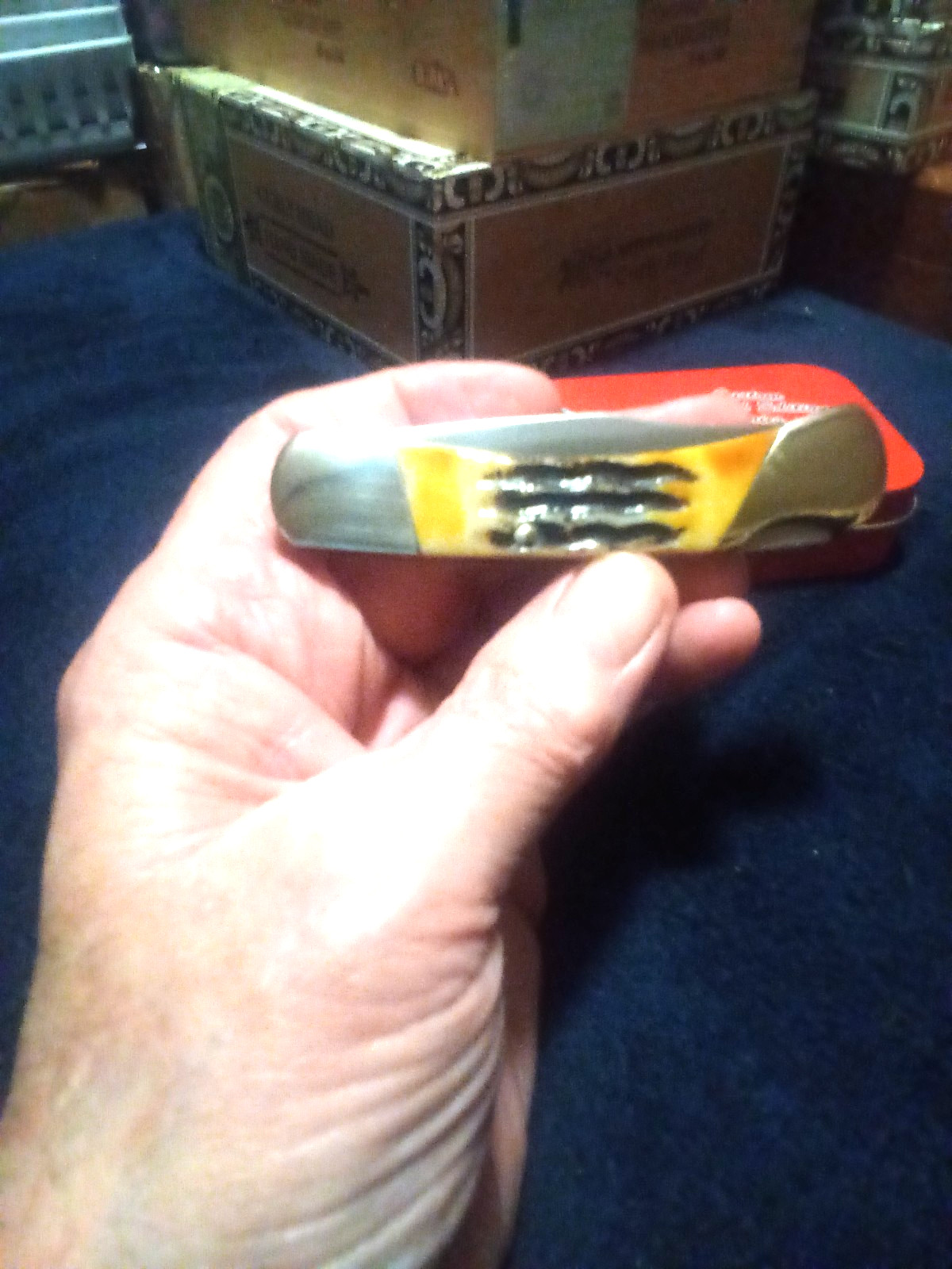 BEAR AND SON POCKET KNIFE 3 3/4 LOCK BACK MADE IN THE USA WITH INDIA STAG HANDLE