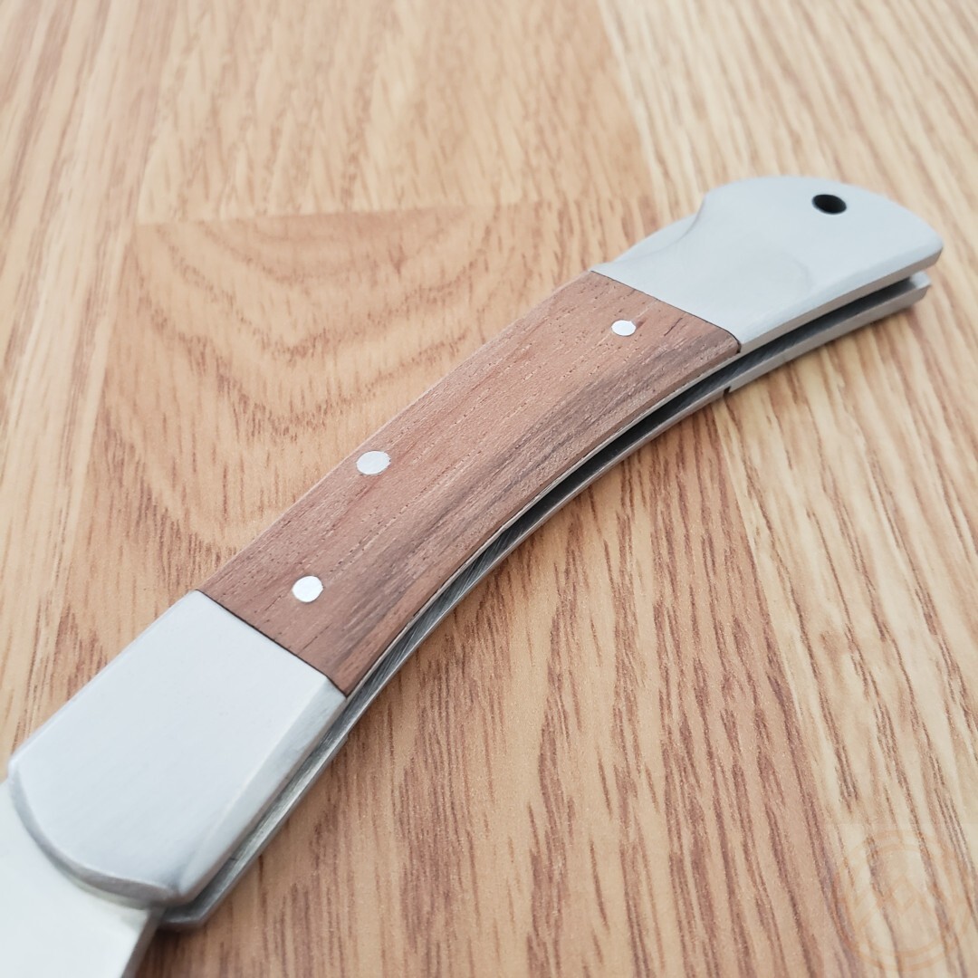 Rite Edge Lockback Folding Knife 3.25″ Stainless Steel Clip Blade Wood Handle