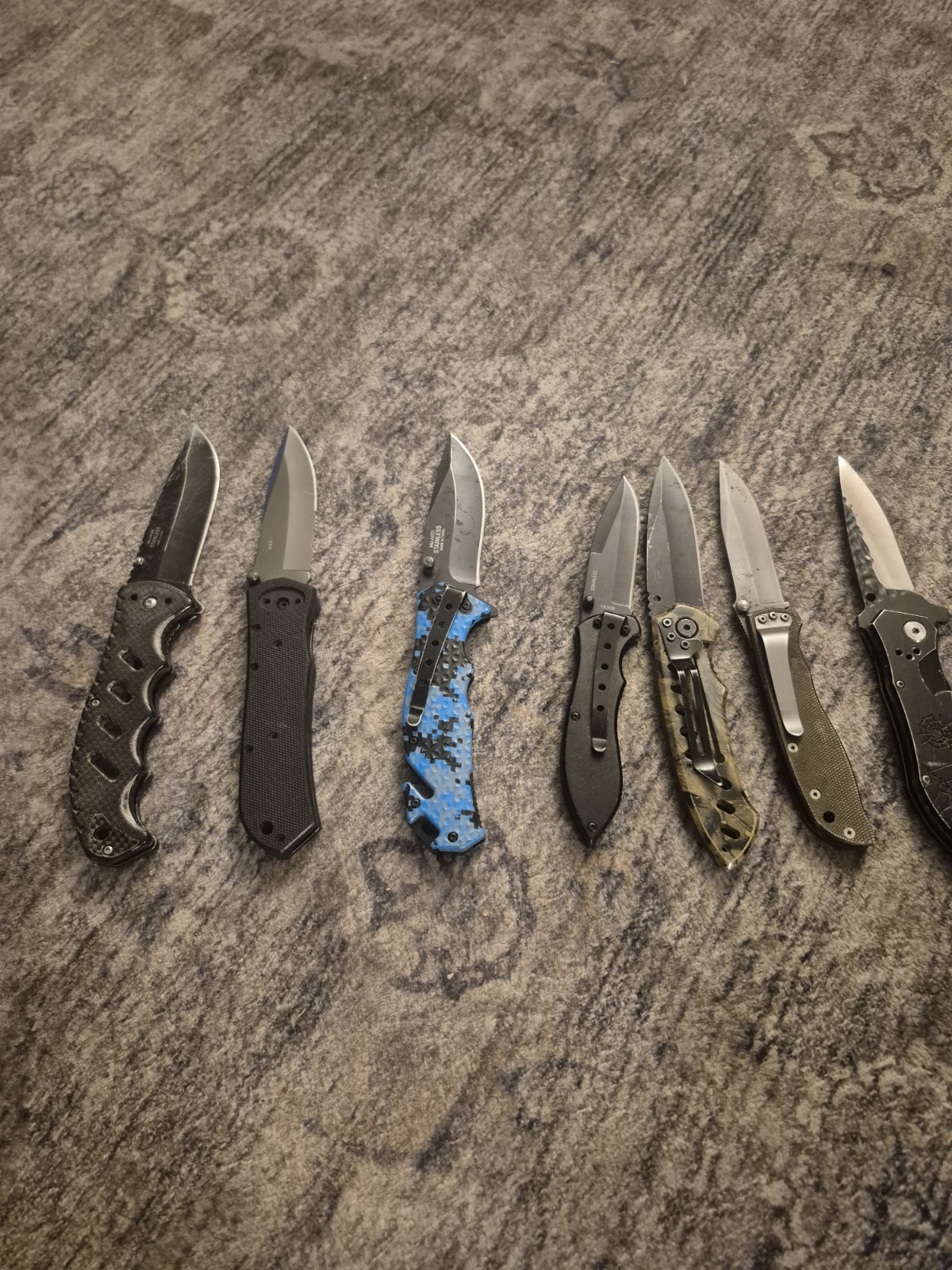 Assorted Pocket Knives Set of 7 Various Brands Stainless Steel