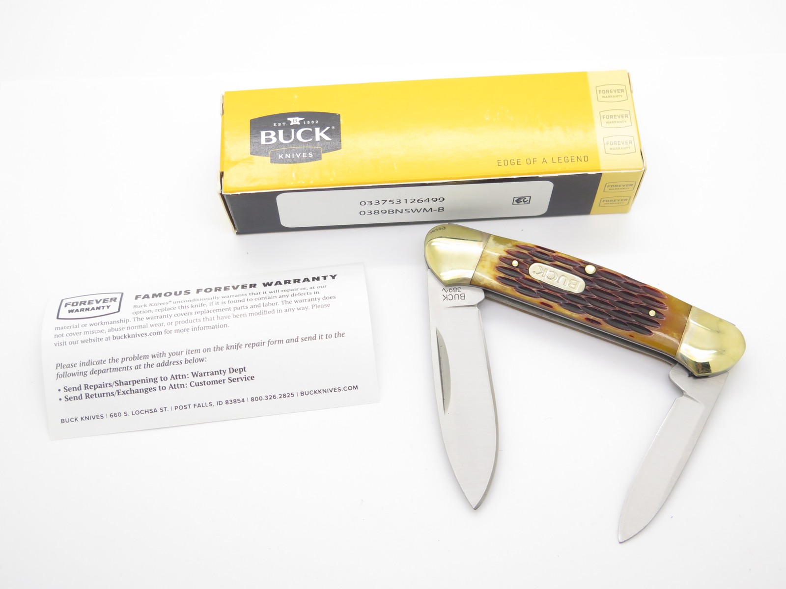 2024 Buck 389 Canoe Jigged Bone Handle Folding Pocket Knife