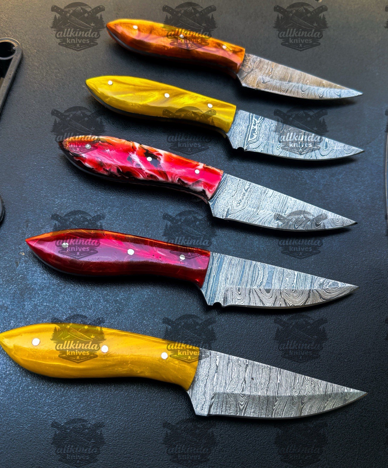 LOT OF 50 8 Inches Handmade Damascus Steel Skinner Knives Rasin Handles