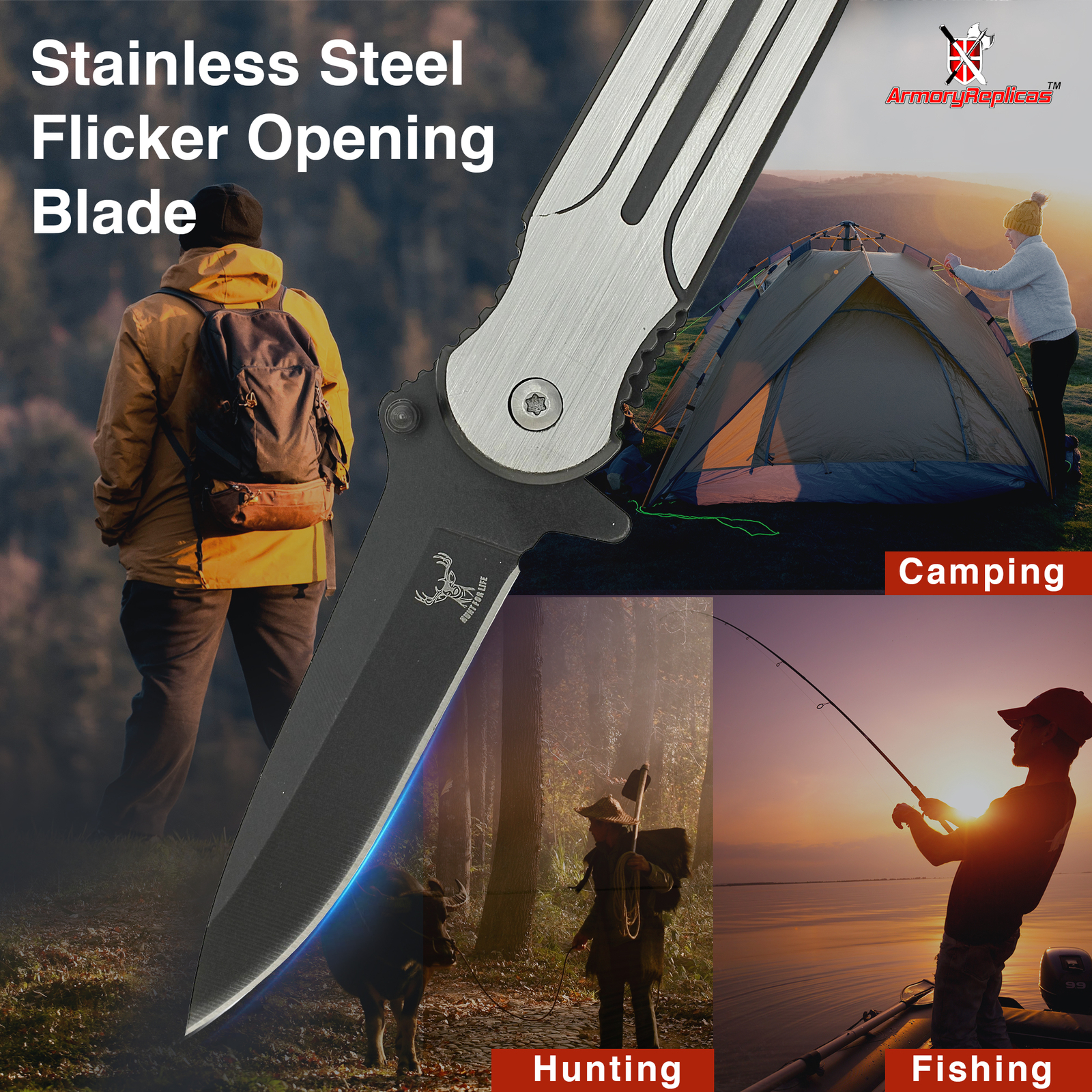 New Spring Assisted Stainless Steel Folding Pocket Knife Drop Point Blade