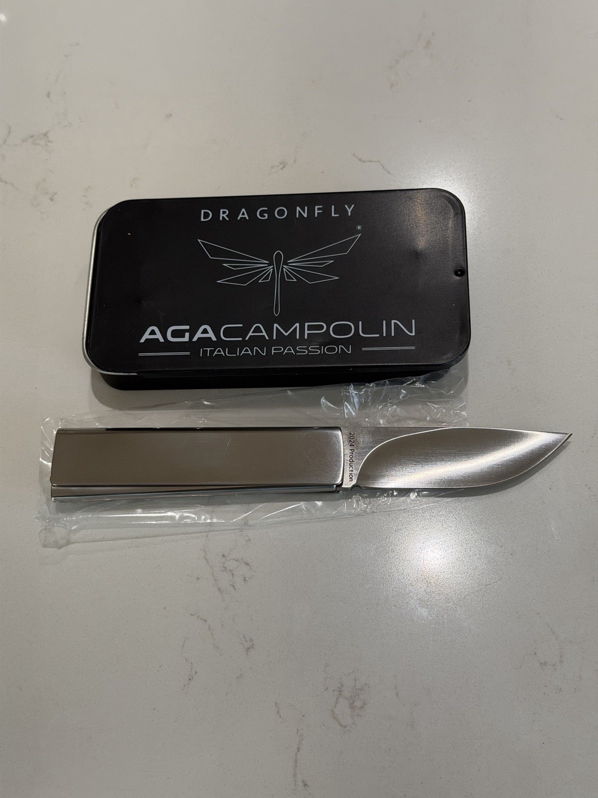 AGA Campolin Dragonfly Silver Steel Folding Knife – Brand New