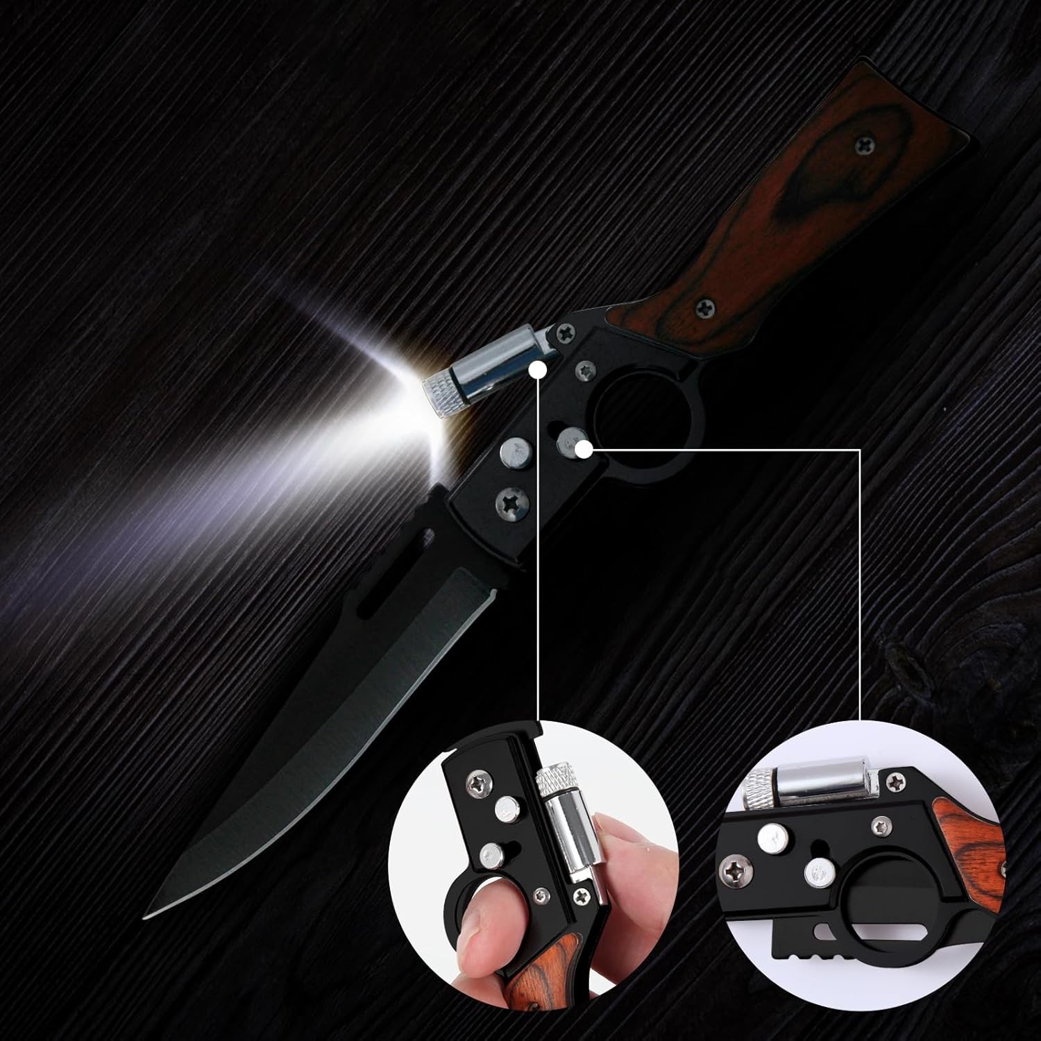 Assisted Blade Knives Pocket Tactical Folding Blade Knife Survival Hunting LED