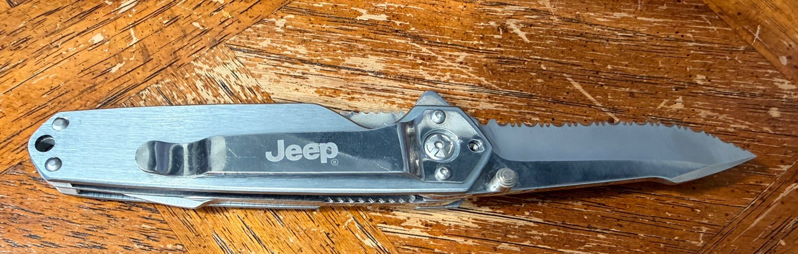 Vintage Jeep Logo Folding Pocket Knife – Stainless Steel, Branded Merchandise