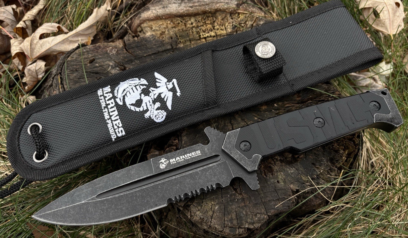 10” USMC Combat Knife Fixed Blade United States Marines Corps Licensed Black