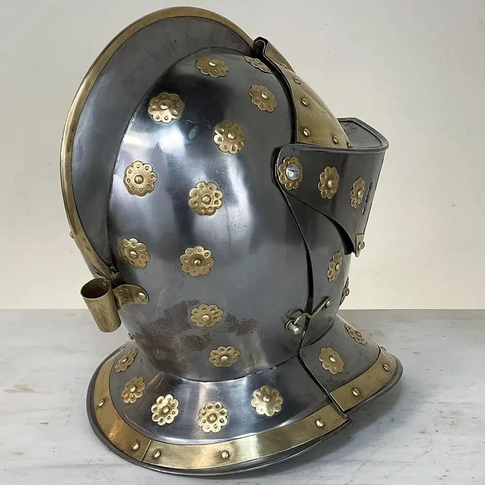 Vintage French Medieval Knight’s Helmet in Brass for Best gift