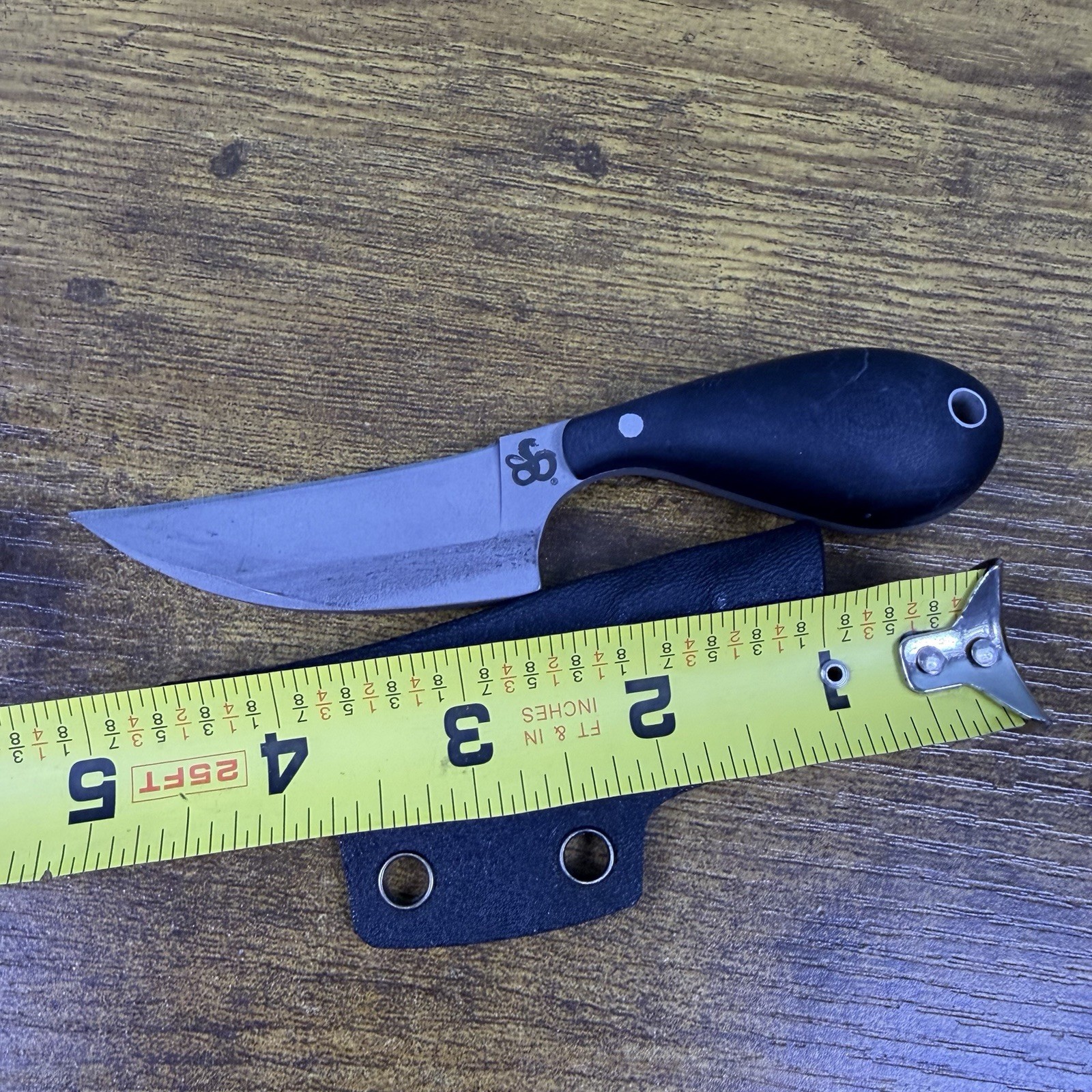 Shivworks Clinch Pick Fix Blade Knife & Sheath 5” Black Full Tang Reverse Edge