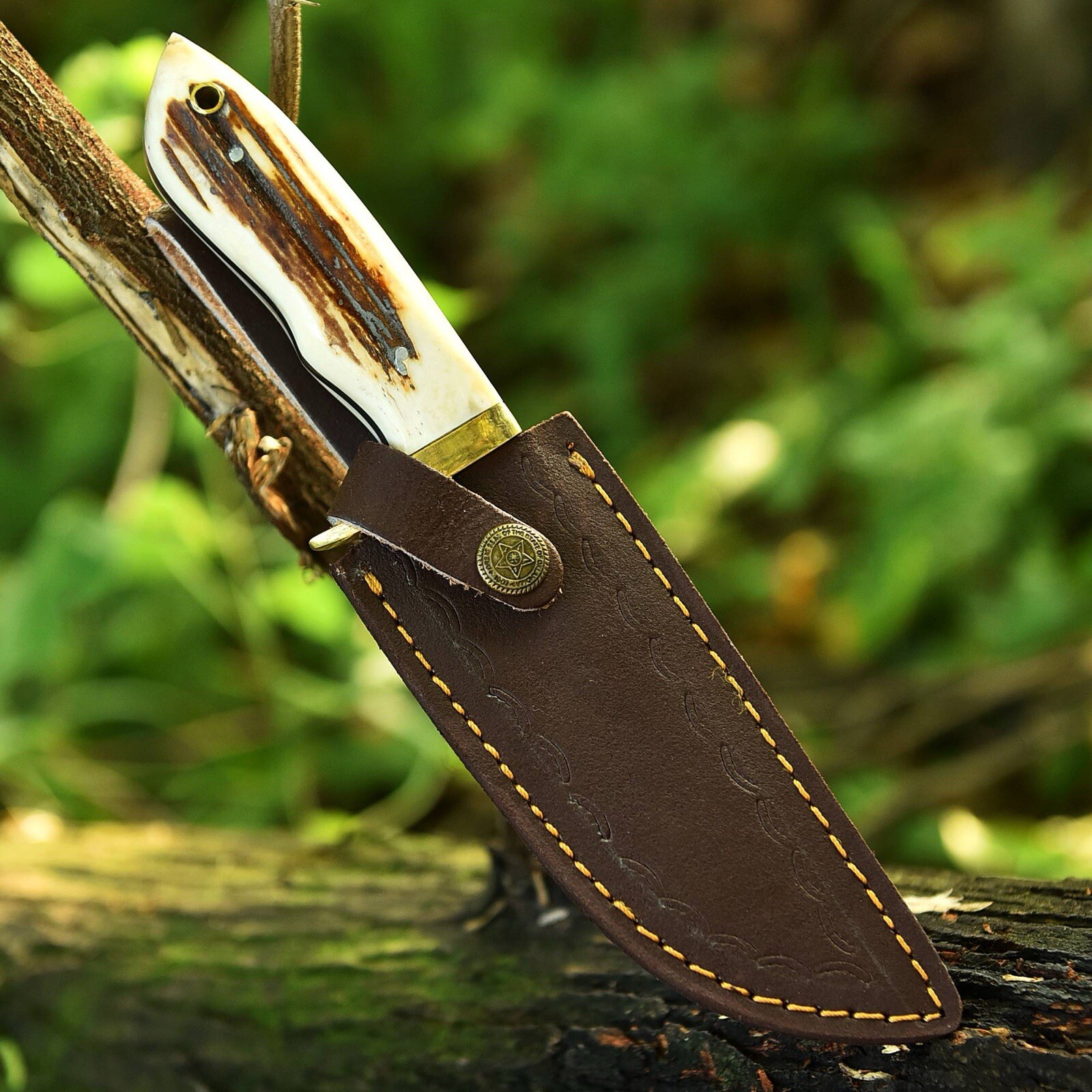 Custom handmade Hunting Knife Carbon Steel 1075 and Bushcraft Knife with sheath