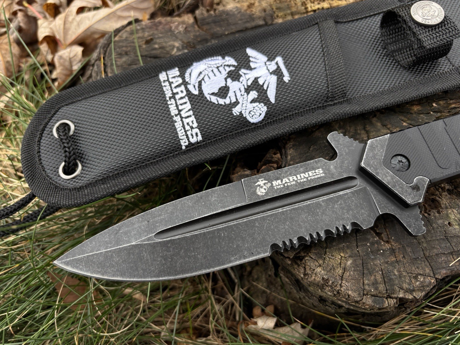 10” USMC Combat Knife Fixed Blade United States Marines Corps Licensed Black