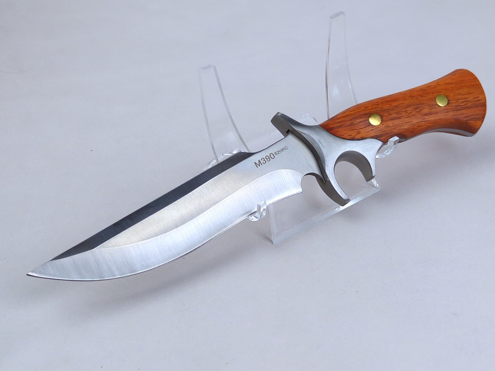 M390 62 HRC, 6-inch STAINLESS STEEL Blade Hunting Knife w/ LEATHER Sheath, NEW