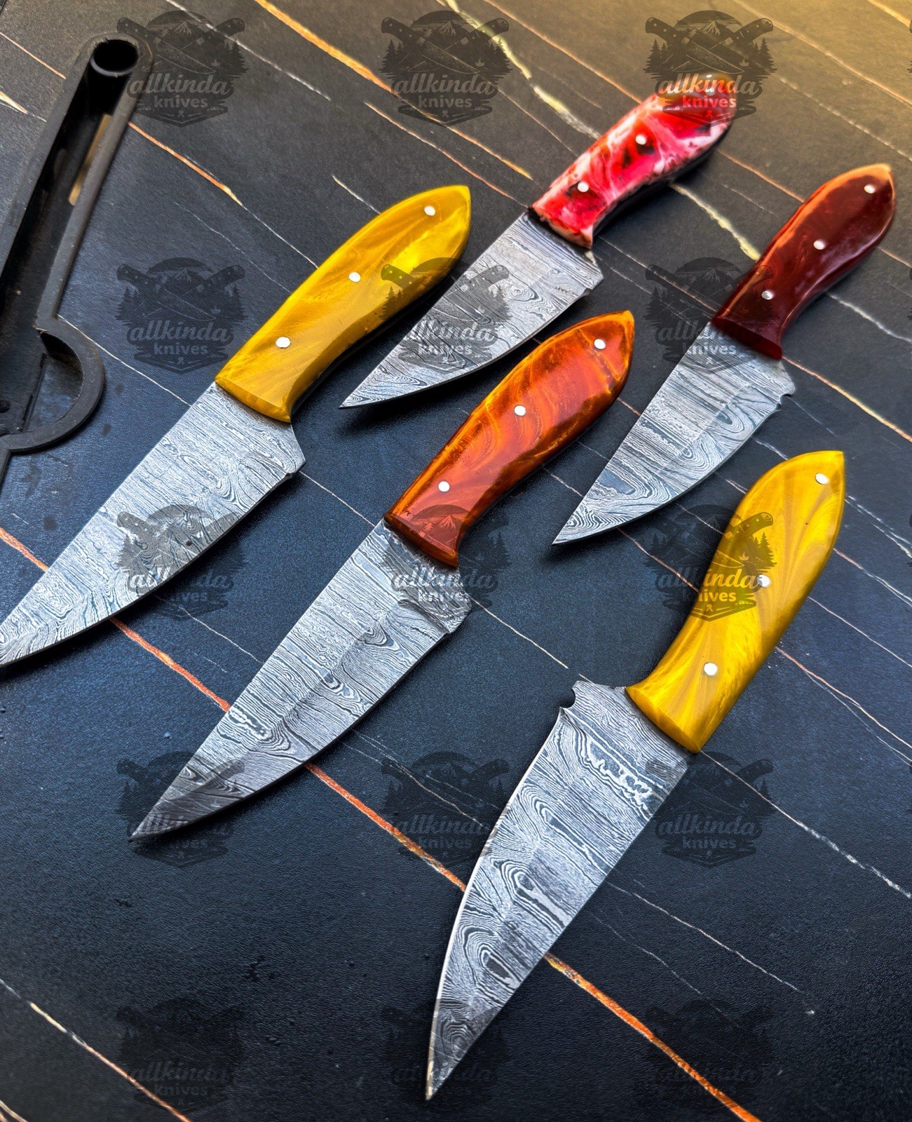 LOT OF 50 8 Inches Handmade Damascus Steel Skinner Knives Rasin Handles