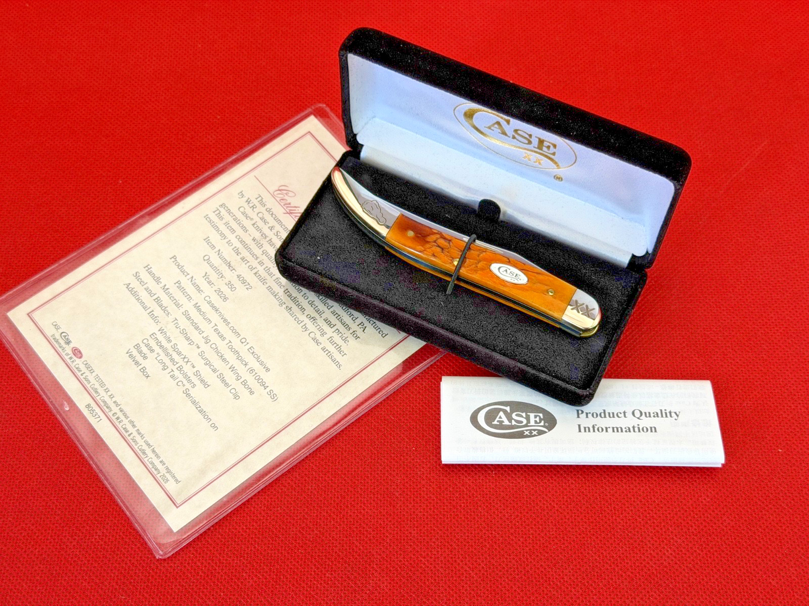 2026 Case XX Chicken Wing Medium Texas Toothpick No. 40972 610094SS 047/350