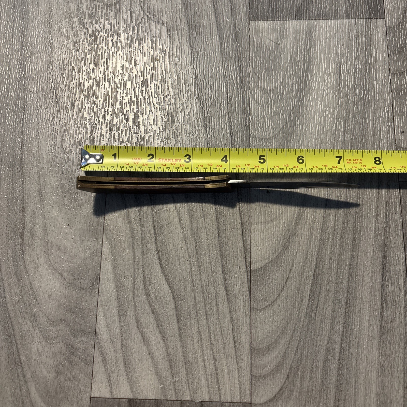 Vintage 3.5″ Lockblade Knife w/Brass & wood Handle, good Condition unbranded