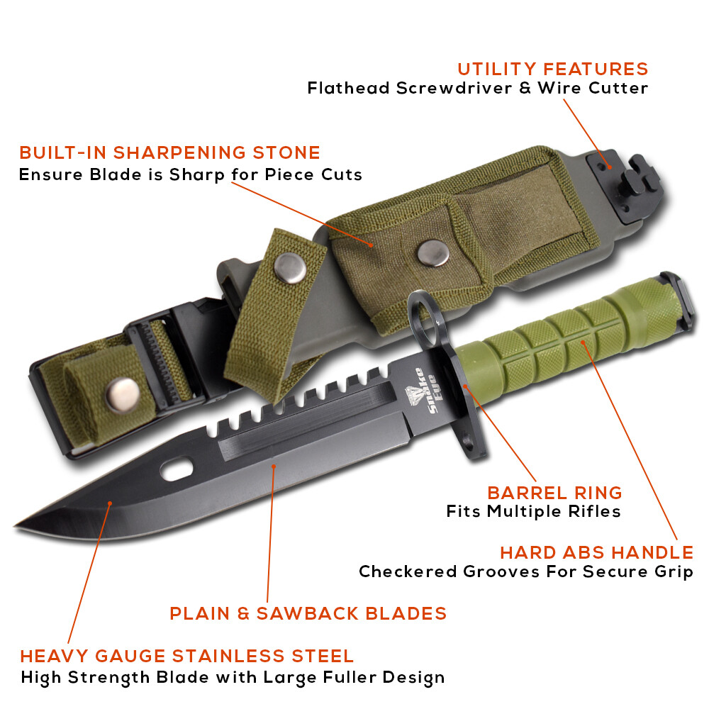 12″ Bayonet US Military Tactical Survival Hunting Knife Fixed Blade