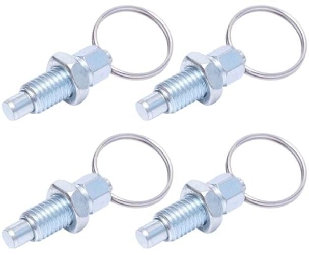 4pcs Carbon Steel Pull Ring Indexing Plunger, Retractable Spring Manual M6