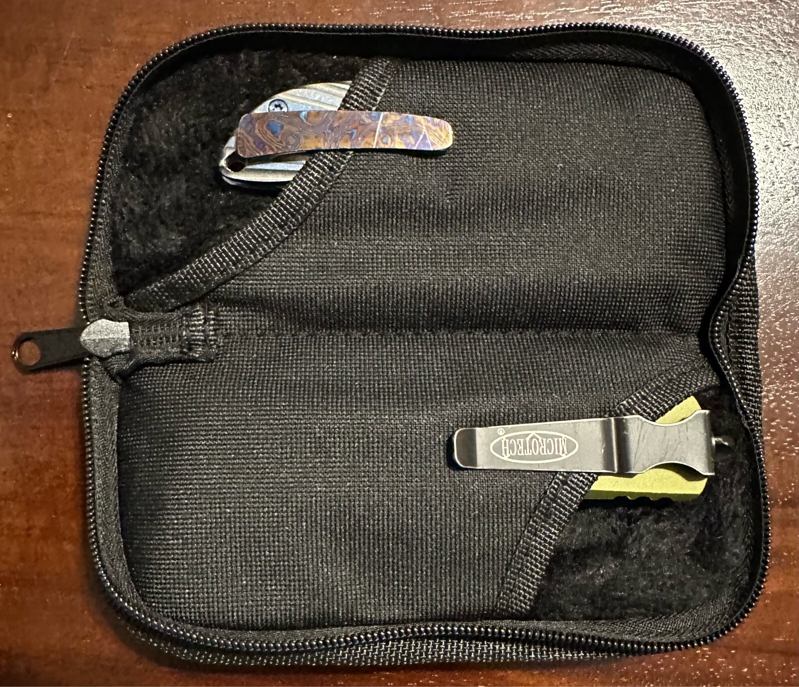 Knife Storage Case Zippered Clamshell Pouch – Holds 2 Pocket Knives up to 5.5″