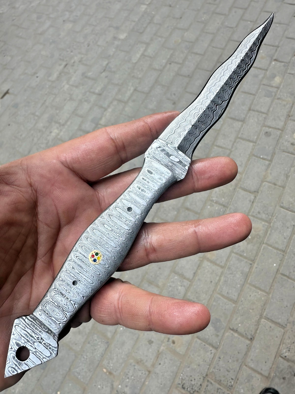 Custom Made Hand Forged Damascus Steel Tri Double Edged Dagger Knife 2418