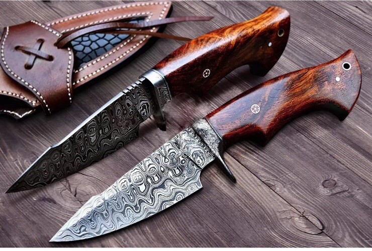 10” Damascus Steel Hunting Skinner Knife – Custom Fixed Blade – Gift for Men