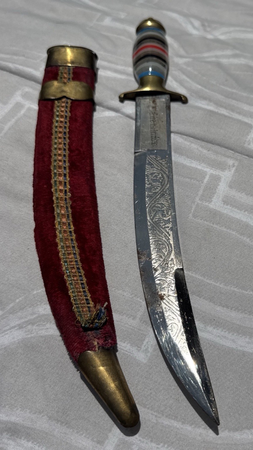 Vintage Arabian Indo Persian Jambiya Knife With Sheath Made in INDIA