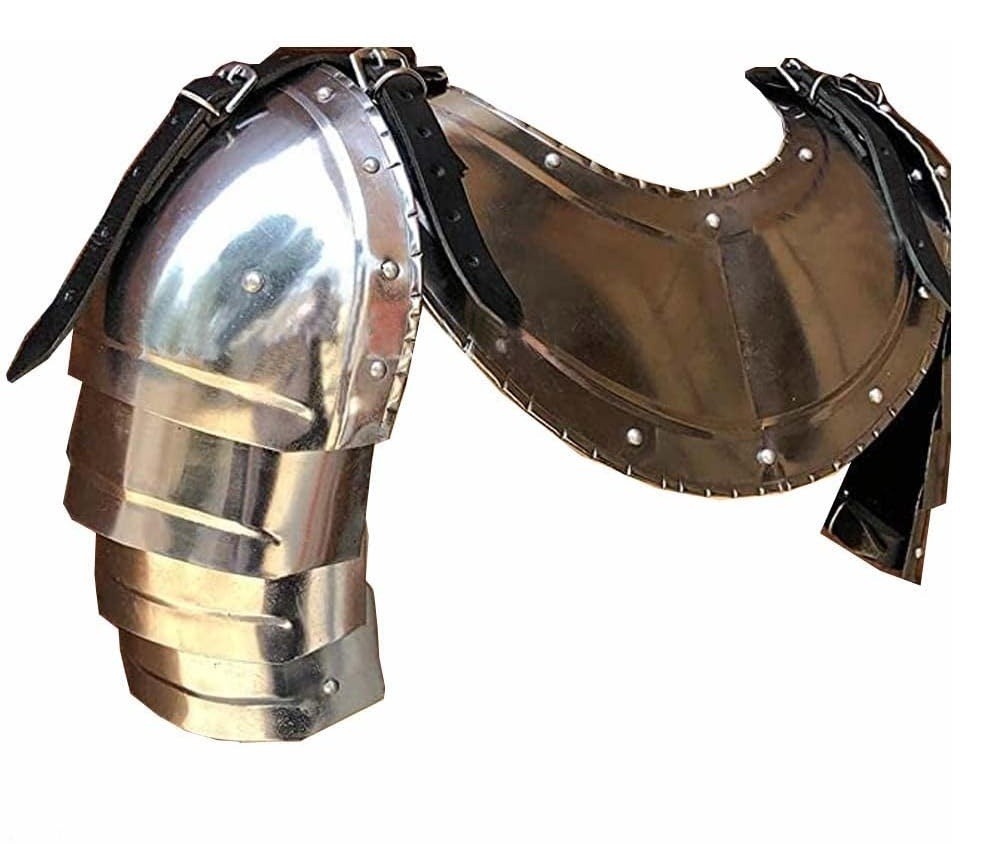 Medieval Spaulders and Gorget Armor Set – Viking Crusader Shoulder Protection