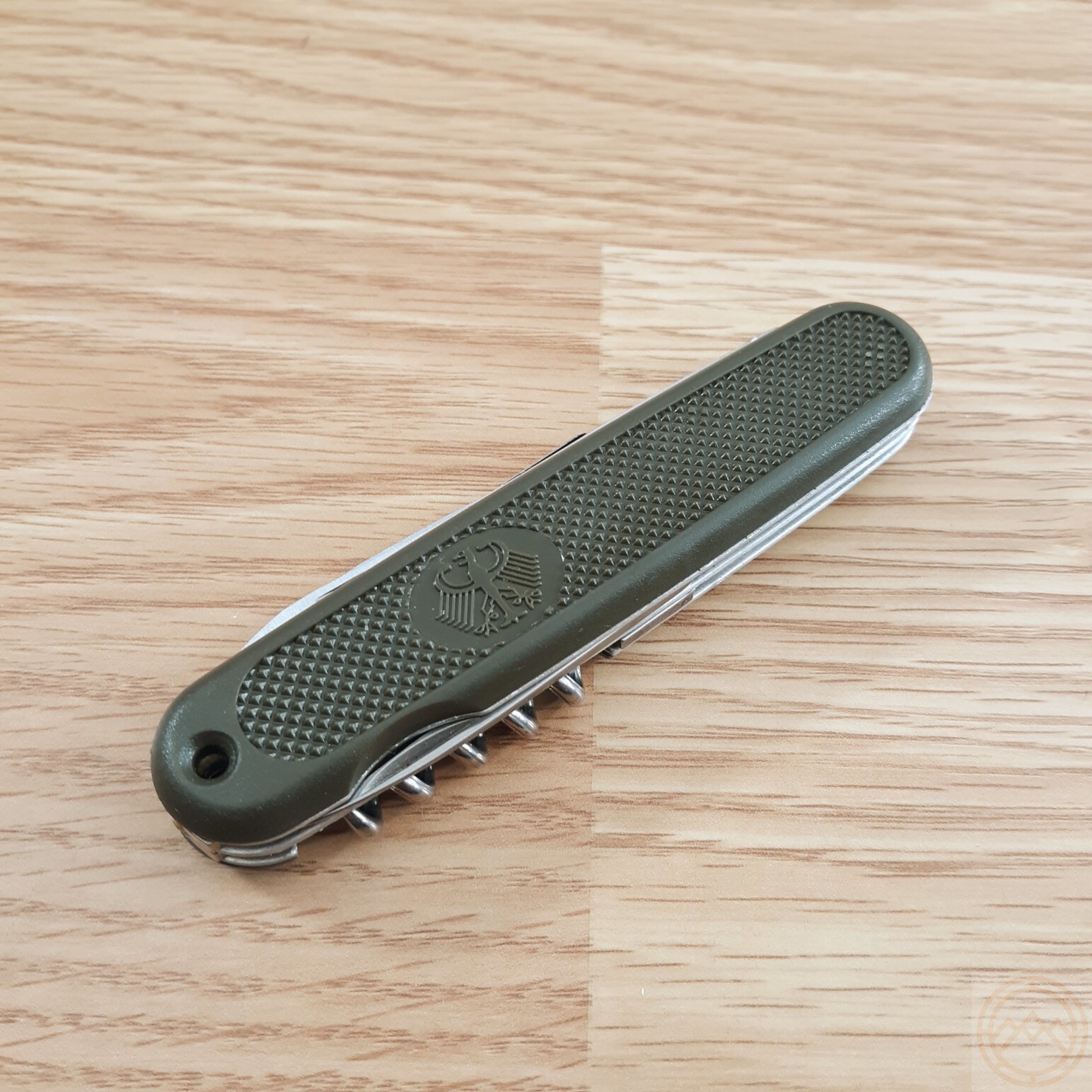 Bundeswehr Military Folding Knife Stainless Blades OD Green Handles Multi Tool