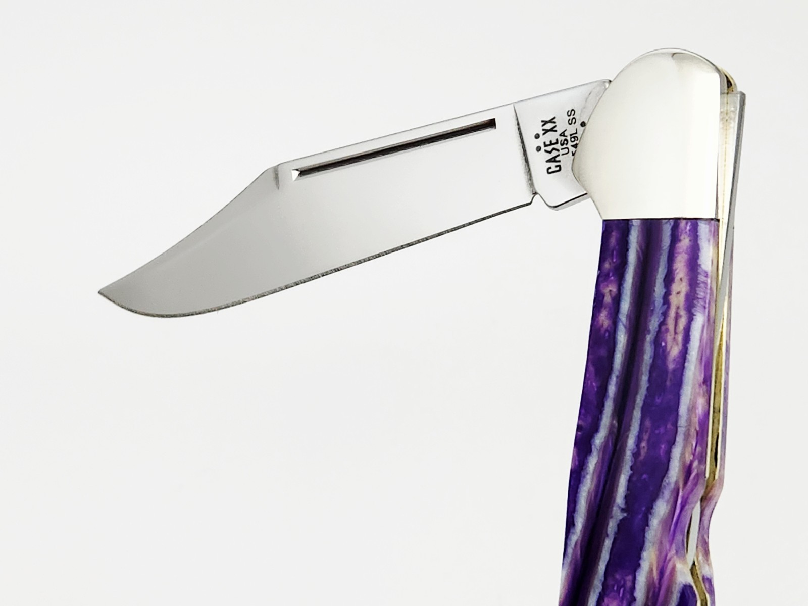 2025 Case XX USA SS Large Copperlock Knife 4 1/4″ Exotic Purple Bone Handles