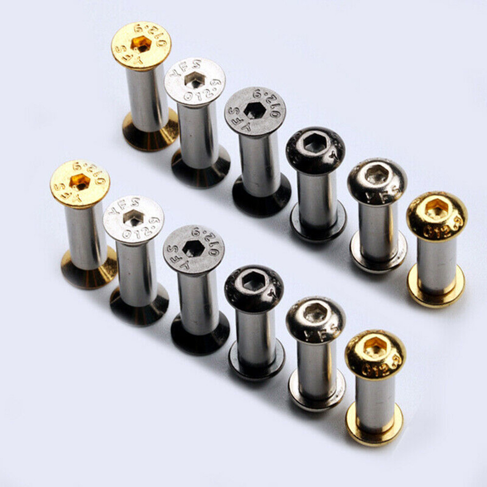 10pcs Stainless Steel Brass Knife Handle Pins Fasteners Rivets Screw Bolts DIY