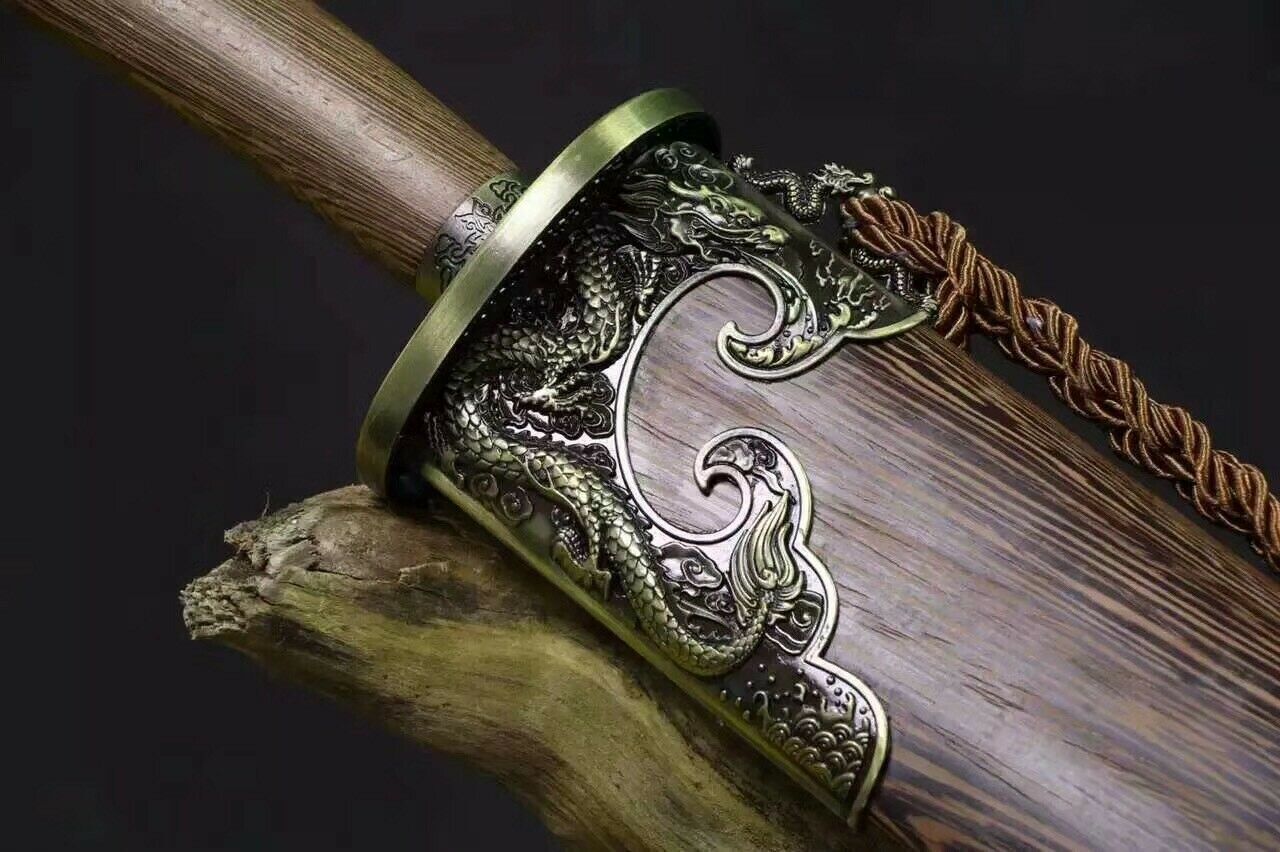 Chinese Kung Fu Sharp Sword Qing Dynasty Dao Broadsword Damascus Folded Steel