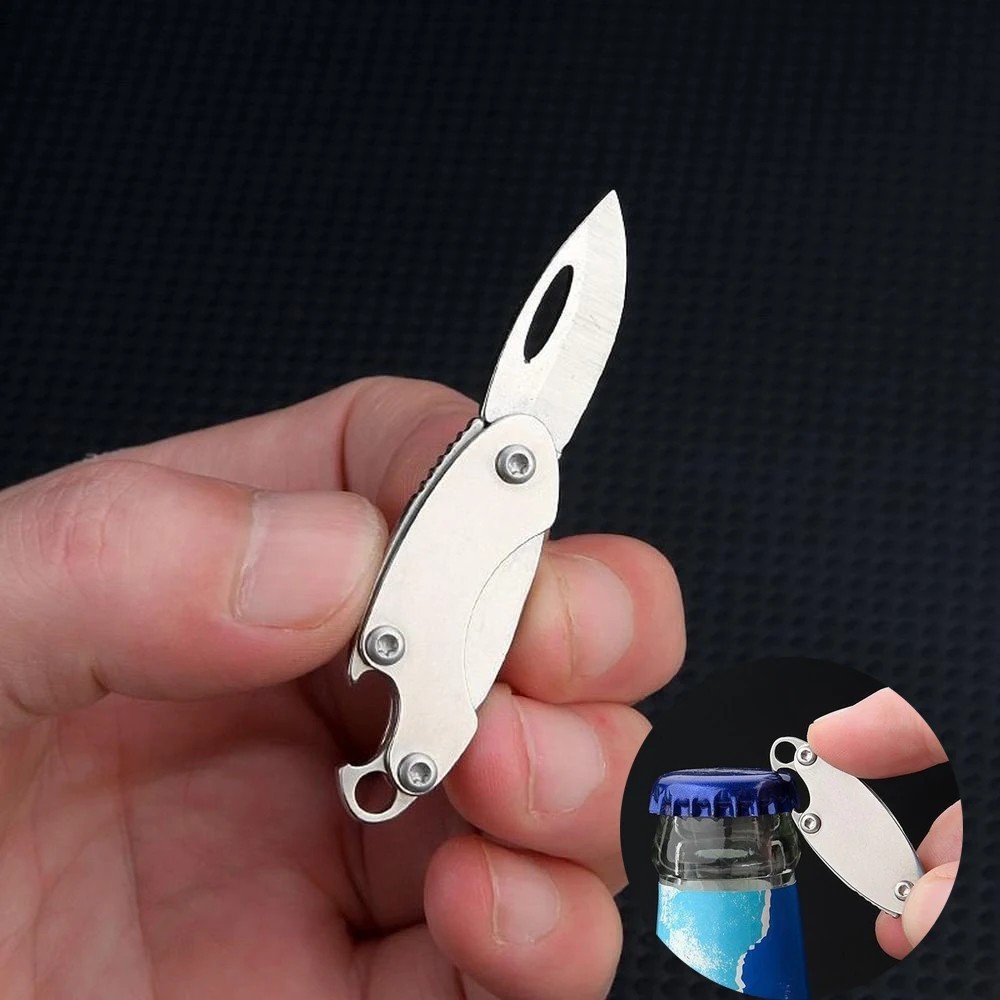 Mini EDC Foldable Pocket Knife Keychain Survival Tool Bottle Opener |US SELLER