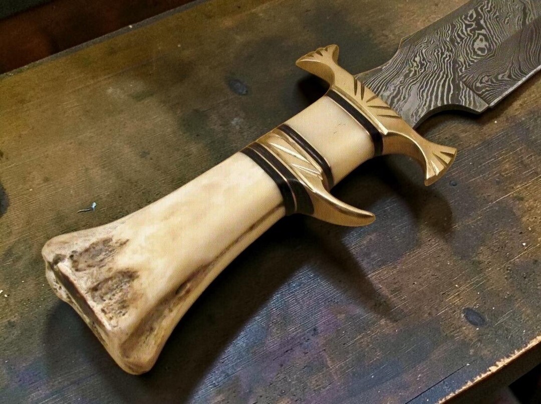 Custom Handmade Damascus Steel 15 Inches Bowie Knife – Hunting Knife Bone Knife.