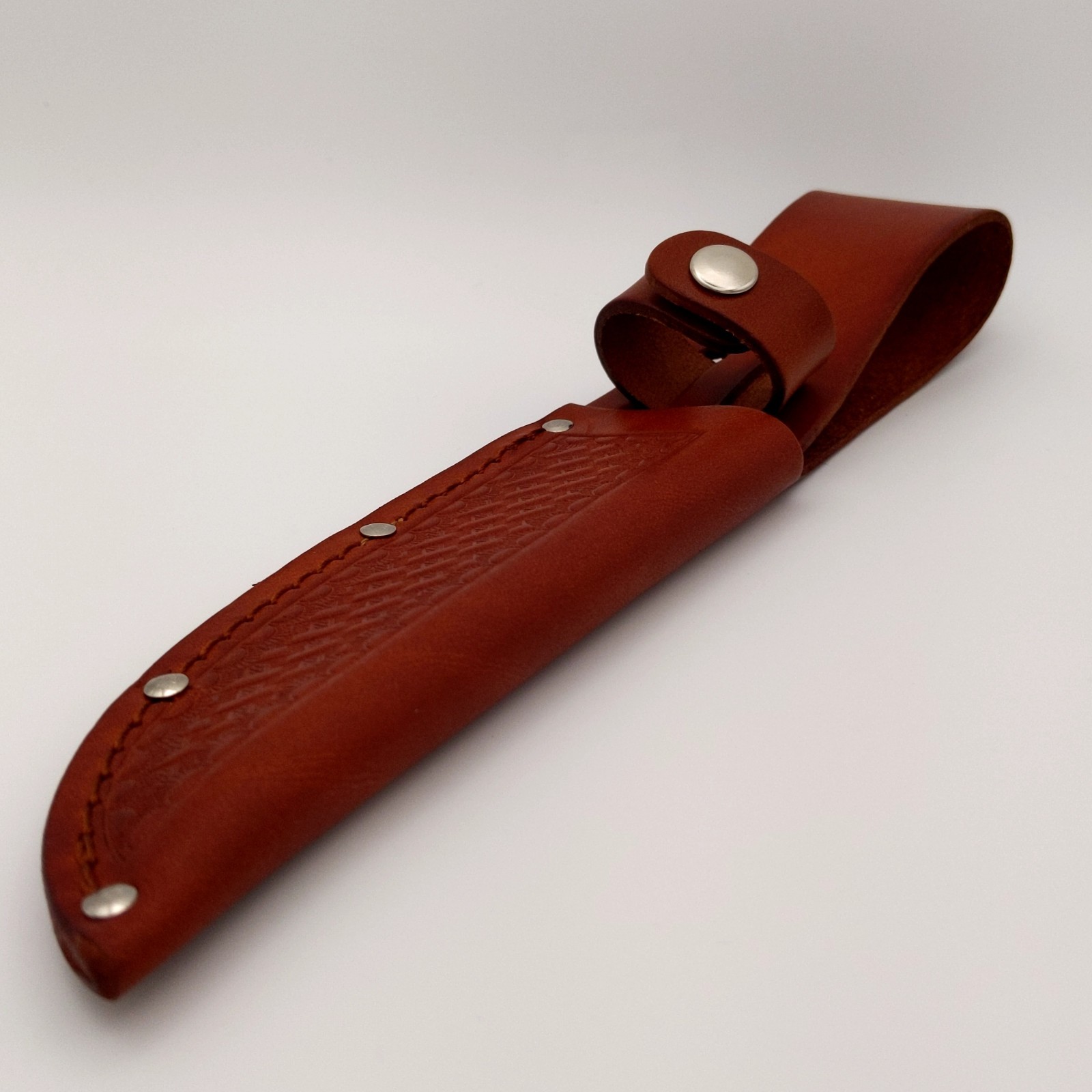 Fixed Blade Knife Belt Sheath for 5in. Blades Genuine Leather Tan Brown