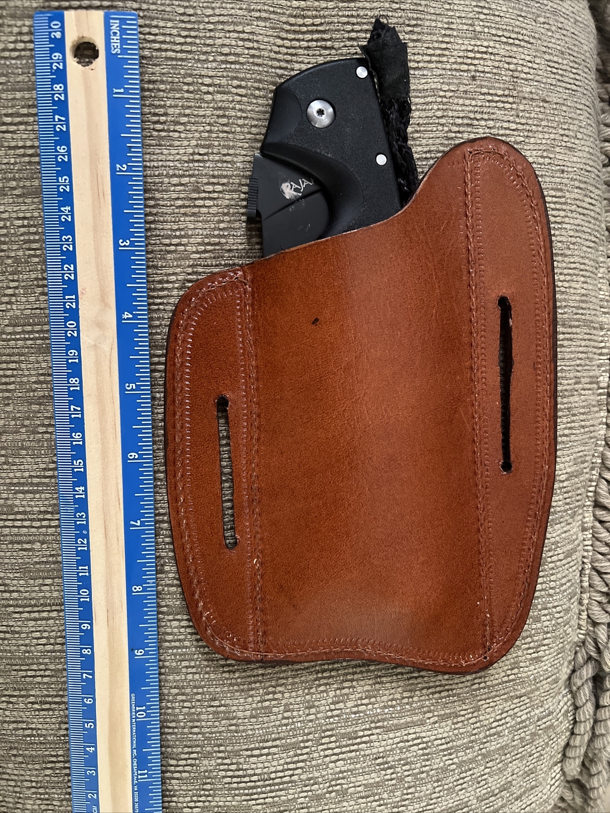 Leather knife sheath/Holds 6in Folding Knife Included Also HoldsGlock Mag/pliers
