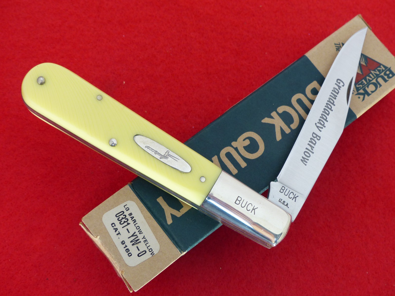 Buck mint in box yellow Grandaddy Barlow 03319YW, Cat 9150 knife
