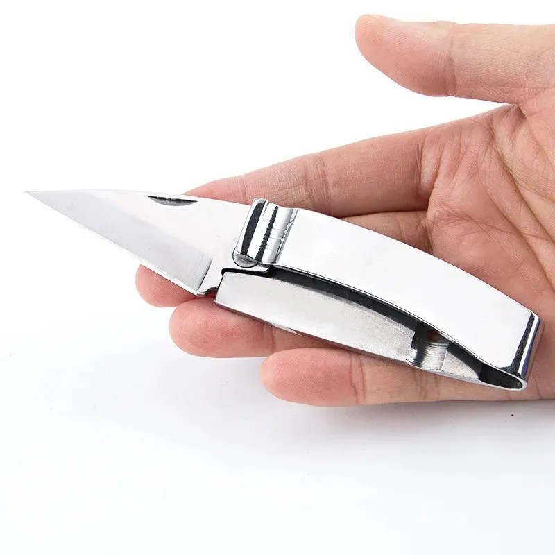 440C Stainless Steel Folding Pocket Knife EDC Wallet Clip Outdoor Camping Tool