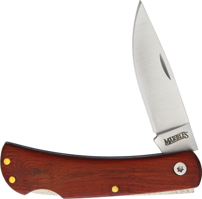 Folding Knife | Marbles 3.25″ Brown Wood Handle with Satin Stainless Blade