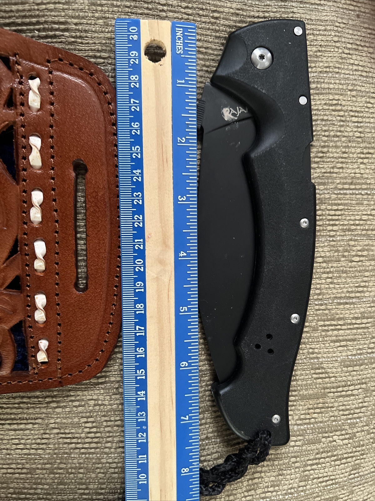 Leather knife sheath/Holds 6in Folding Knife Included Also HoldsGlock Mag/pliers