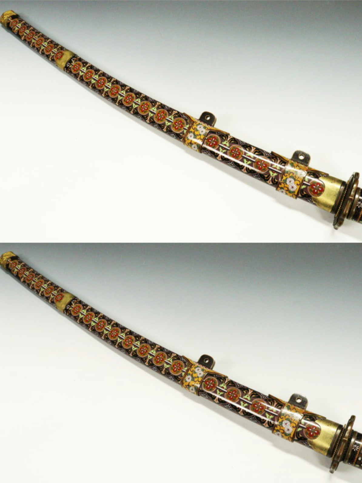 Museum Samurai Tachi Koshirae Gold Maki-e Pearl Inlay For 13mm Thick Sword Mount