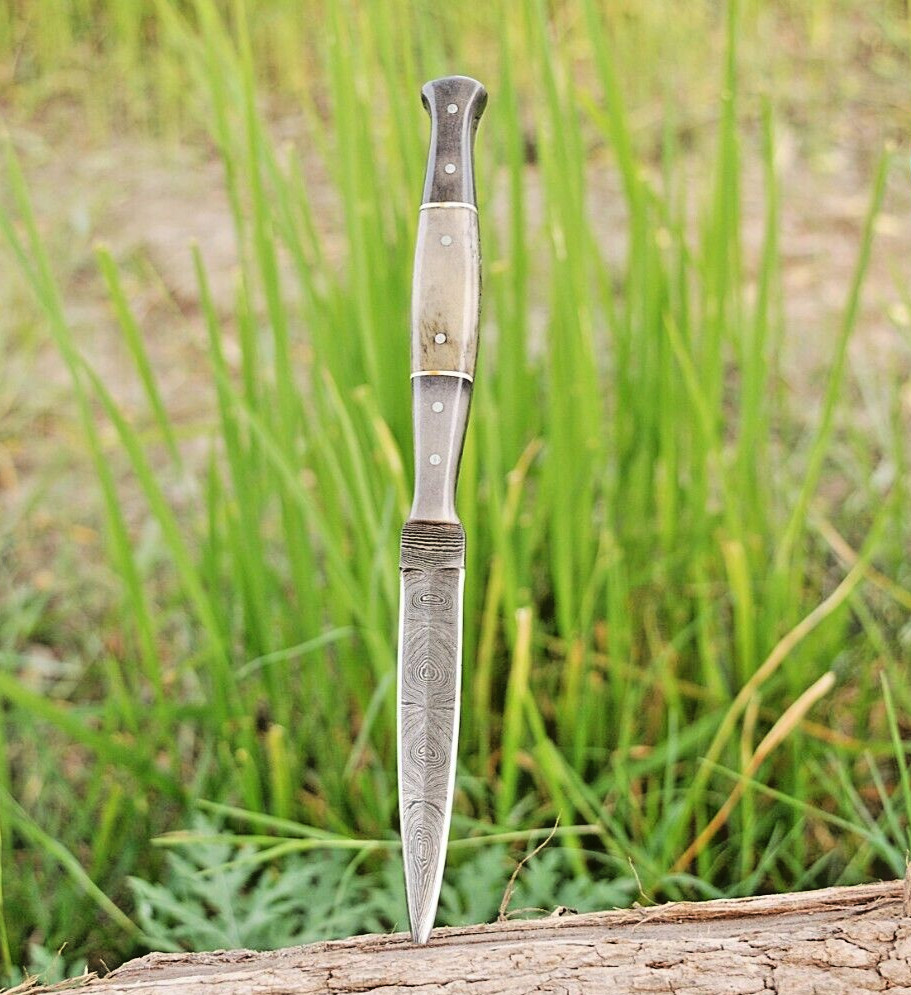 Custom HandMade Hunting Boot Knife Hand Forged Damascus Steel Blade 1384