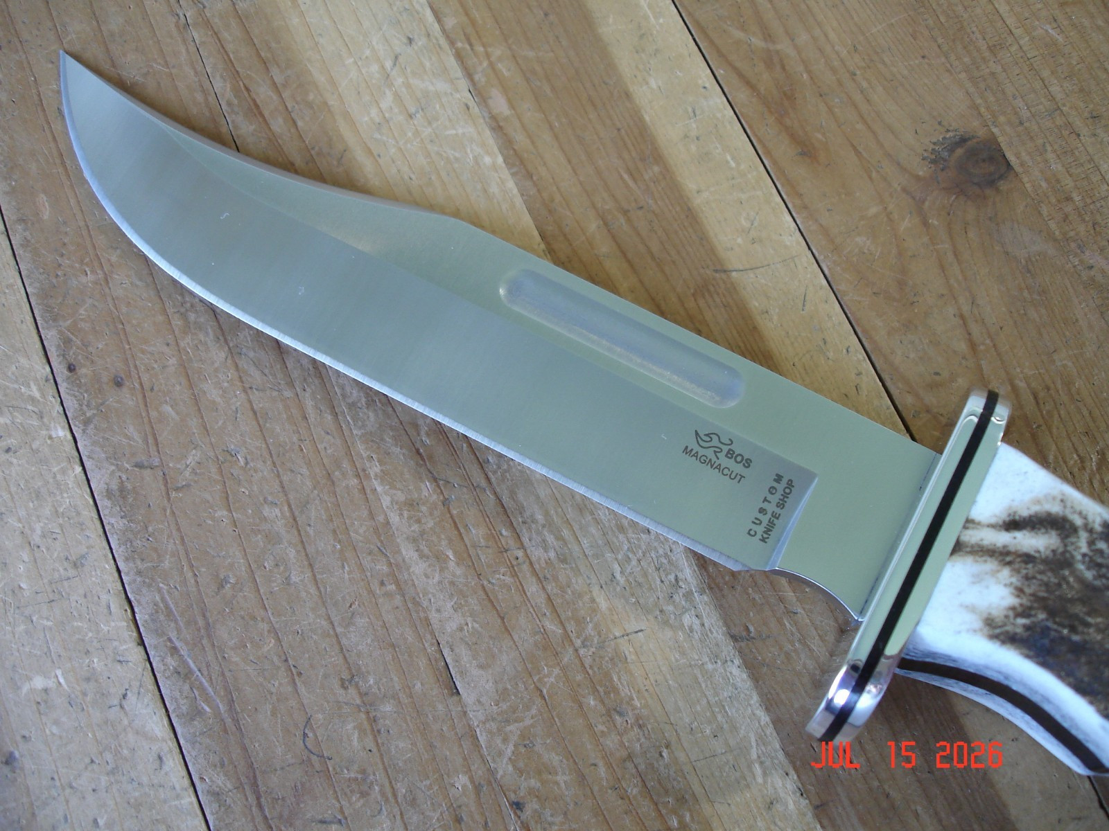 NIB BUCK KNIFE 119 CKS SPECIAL BOS MAGNACUT BLADE ELK ANTLER HANDLE BROWN SHEATH