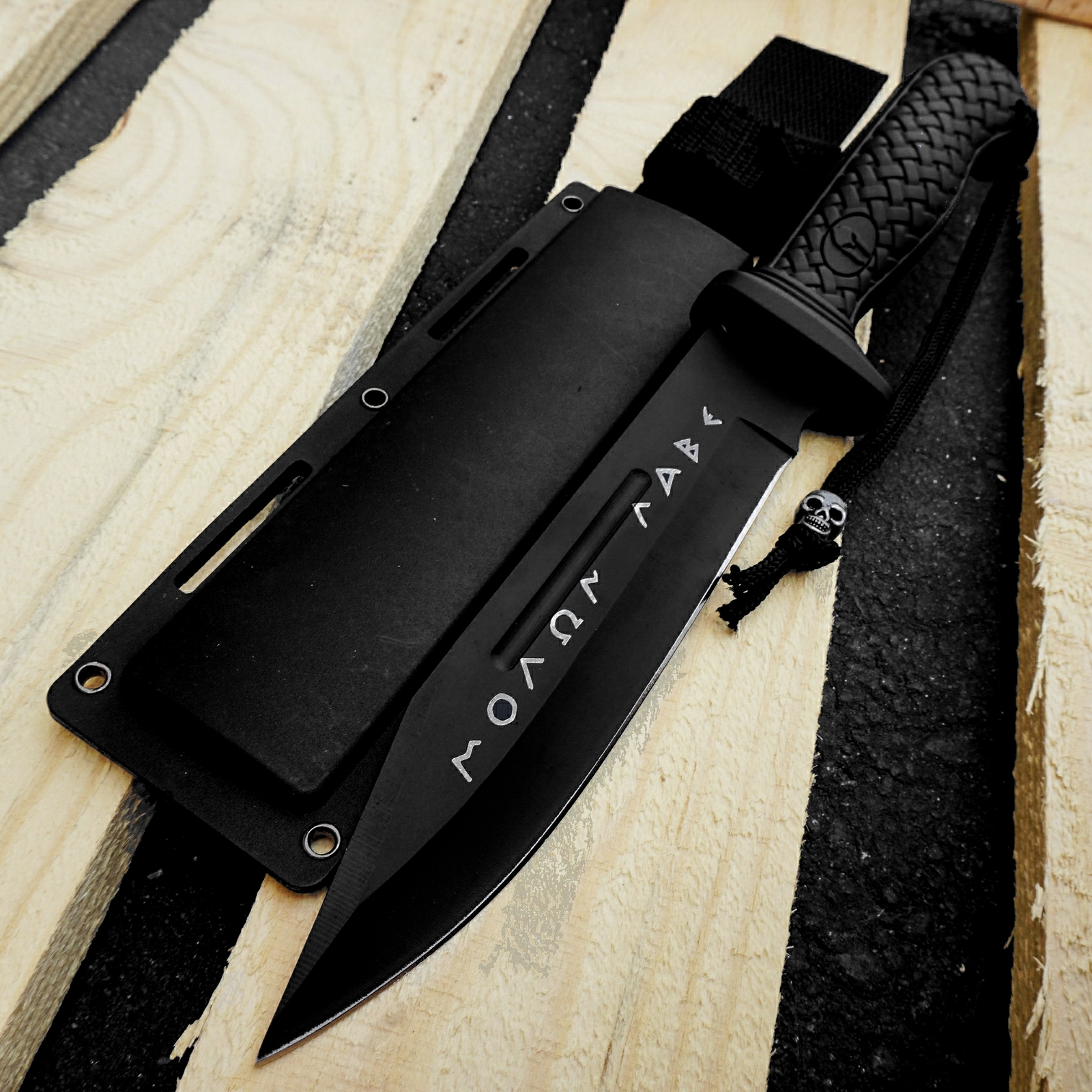 MOLON LABE Greek Warrior Fixed Blade Knife Bushcraft EDC Knife Tactical Black