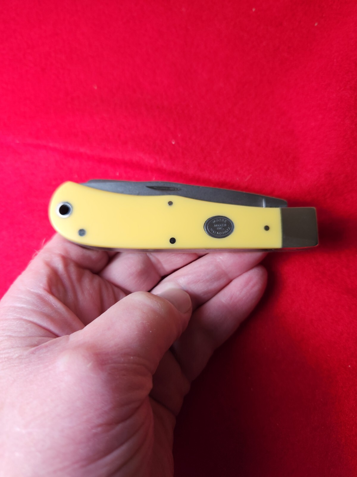 Moore Maker USA 3206 Large Trapper Knife Yellow Delrin Handles New In Box