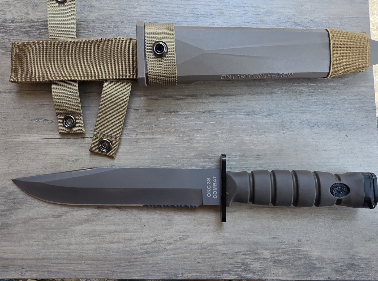 OKC 3S USMC COMBAT KNIFE WITH SCABBARD ONTARIO KNIFE CO USA REPRODUCTION