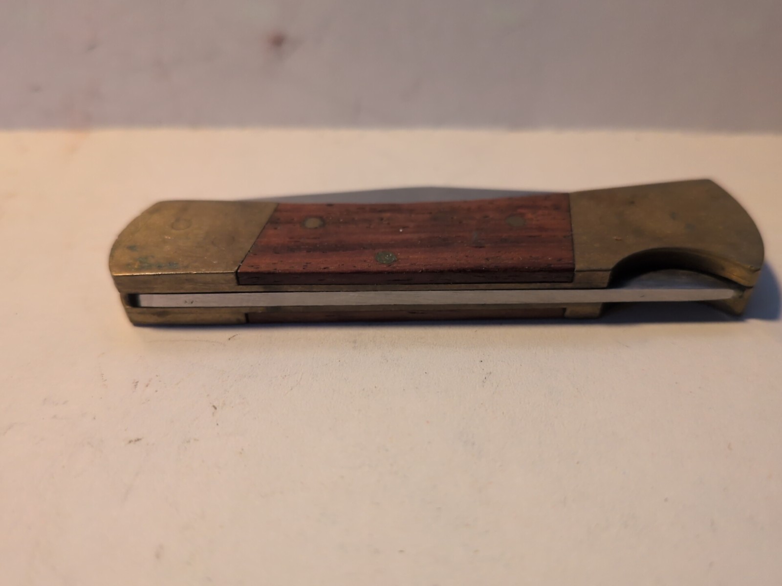 Vintage Mini Brass And Wood Stainless Steel Pocket Knife (3 )
