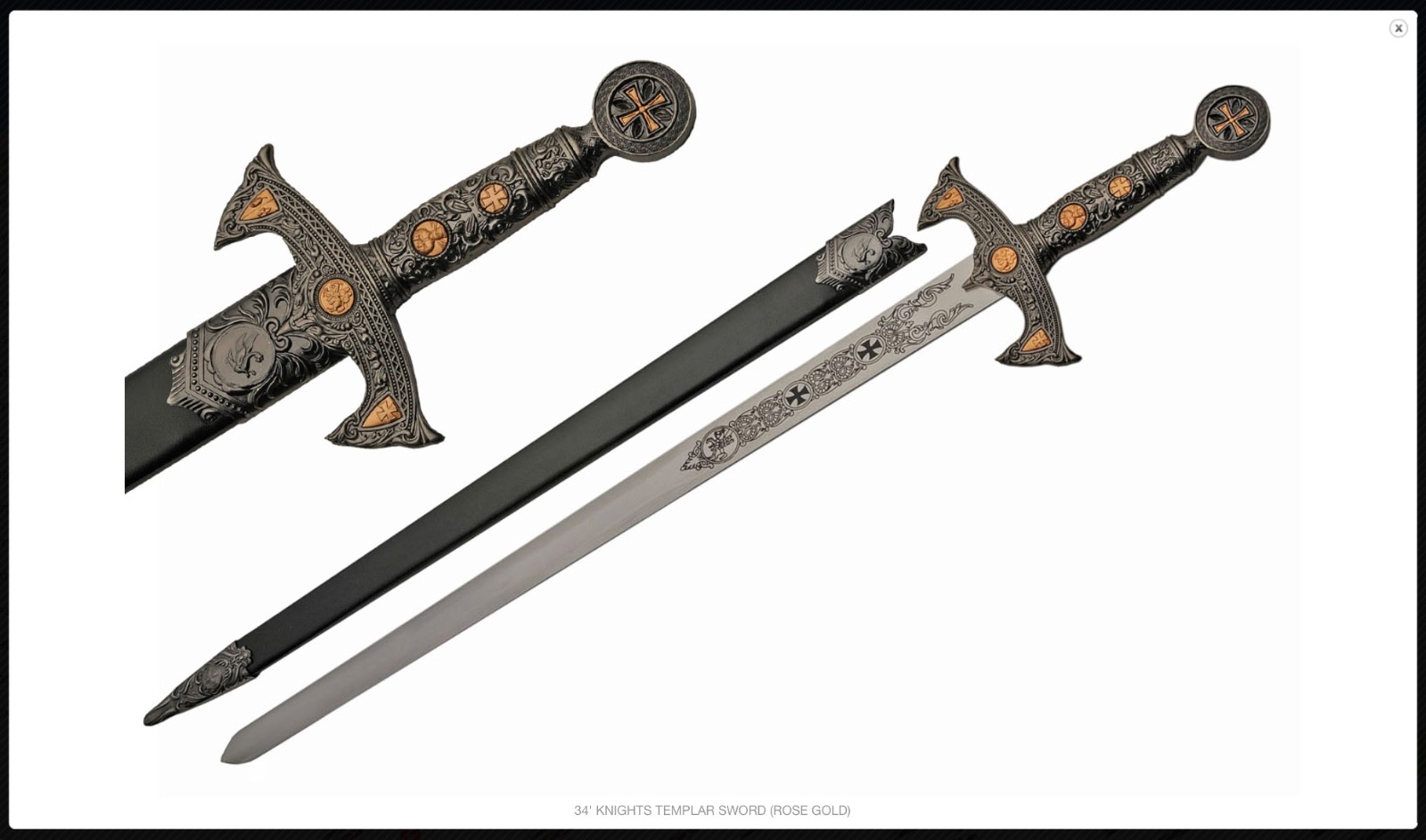 Medieval Templar Knight Crusader 30″ Sword with Scabbard Renaissance Cosplay