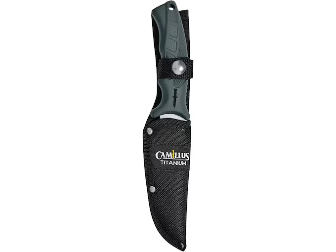 Camillus® Titanium 9.5″ Drop Point Hunter Fixed Blade 4.5″ Knife / Nylon Sheath