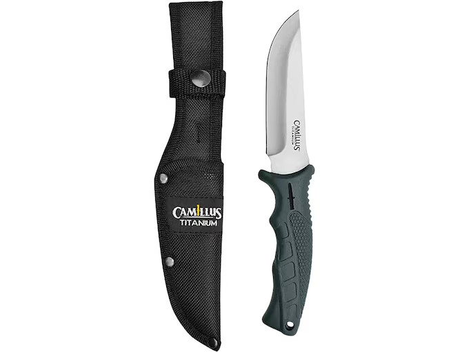 Camillus® Titanium 9.5″ Drop Point Hunter Fixed Blade 4.5″ Knife / Nylon Sheath