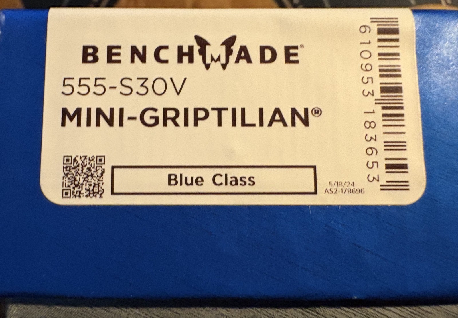 Benchmade 555-S30V Mini Griptilian S30V Black Grivory Manual Folding Knife